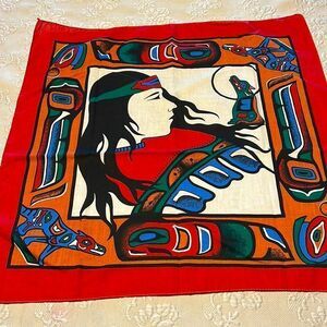 Vintage Inuit Girl Wolf Bandana